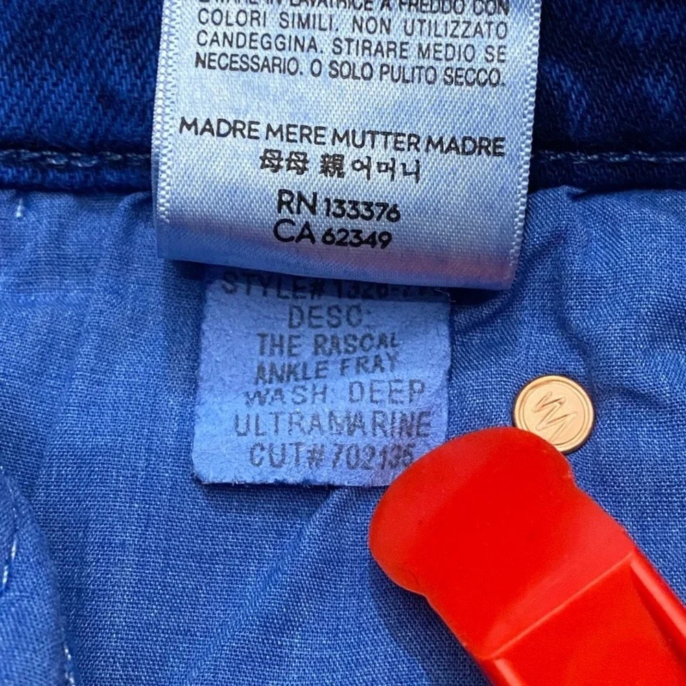 MOTHER The Rascal Ankle Fray Jeans Love on the Rocks Deep Ultramarine Blue 25